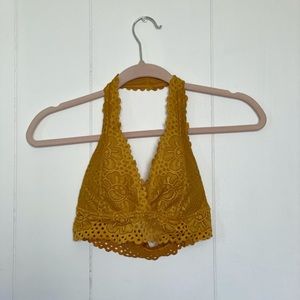 Aeropostale yellow lace halter bralette